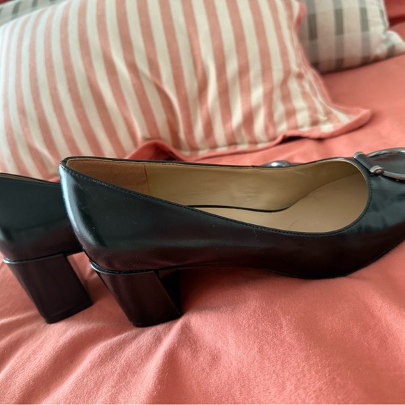 Naturalizer Kalissa black leather square toe heels pump shoes size 7.5 W - Picture 3 of 4